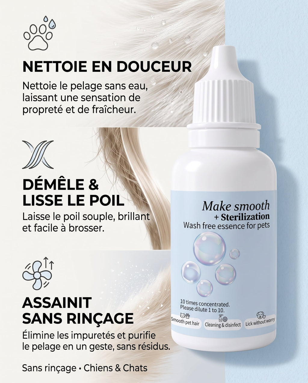 Lotion La Cure Thermale du Poilu - soin démêlant sans rinçage pour chien