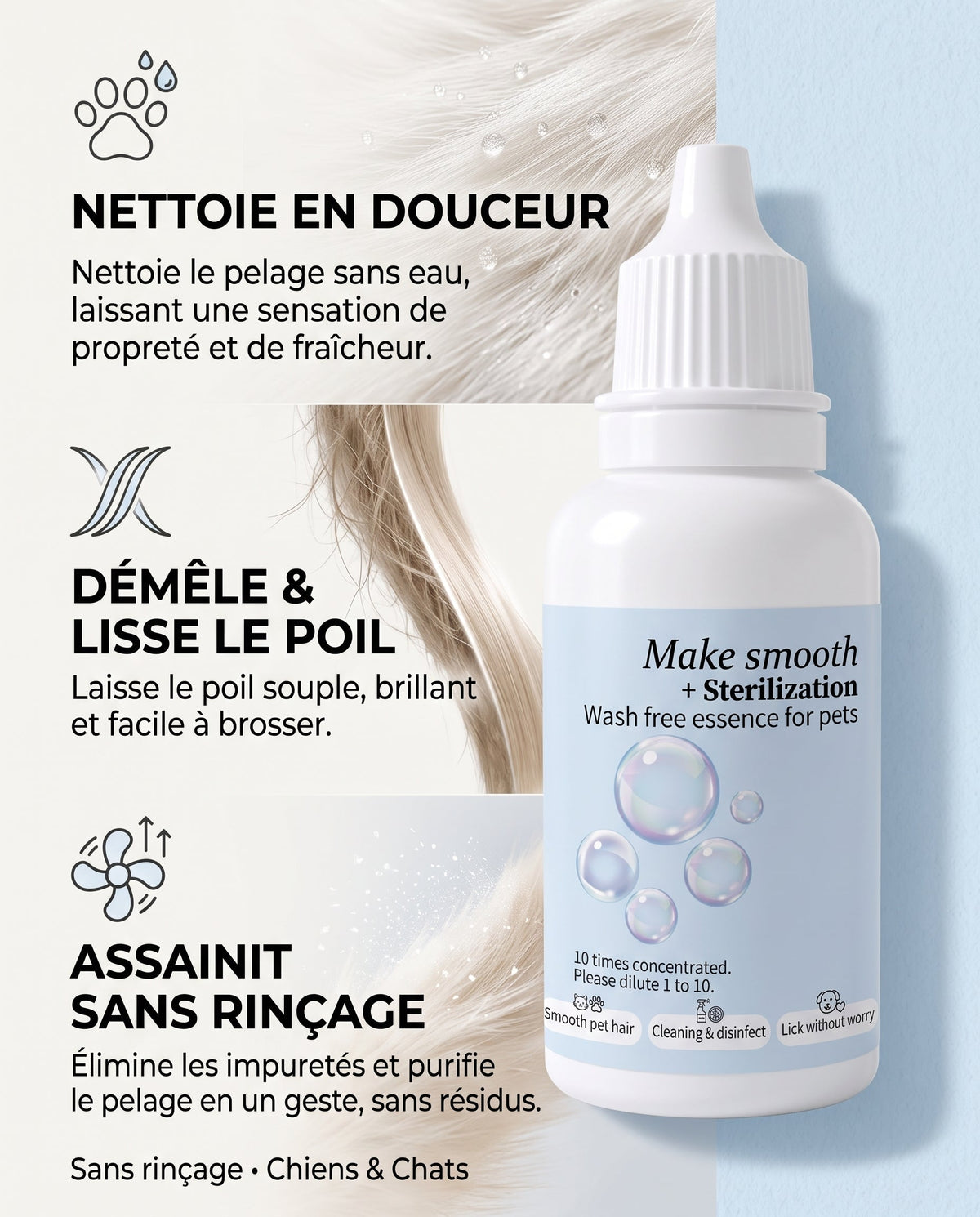 Lotion La Cure Thermale du Poilu - soin démêlant sans rinçage pour chien