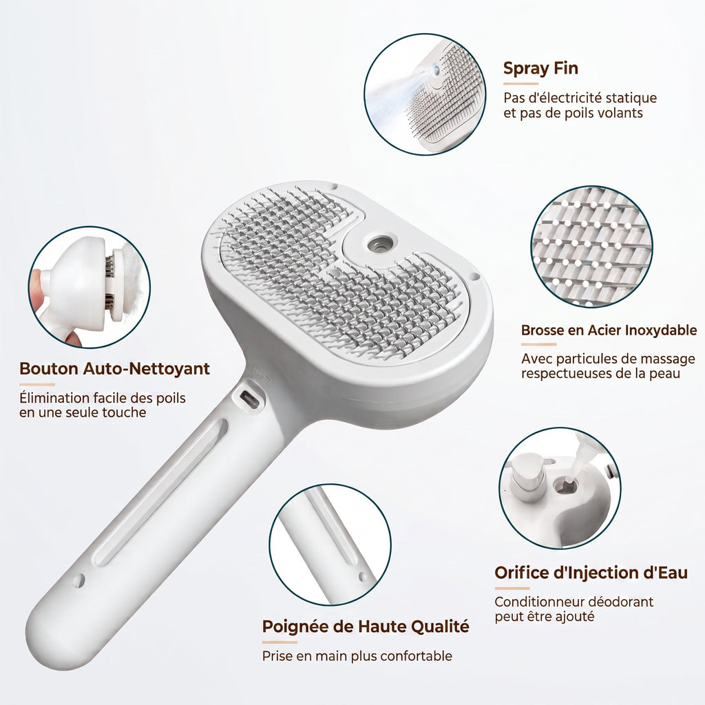 Vue d'ensemble de la brosse vapeur Vapo'Câlin pour animaux de compagnie