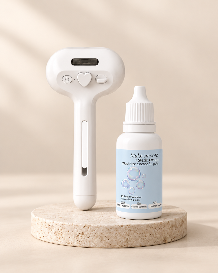 Pack Spa Poil Soyeux : brosse à brume Vapo'Câlin et lotion sur socle en travertin