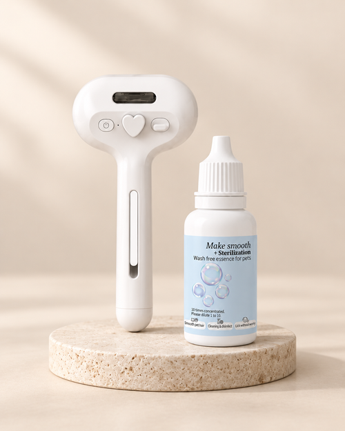 Pack Spa Poil Soyeux : brosse à brume Vapo'Câlin et lotion sur socle en travertin